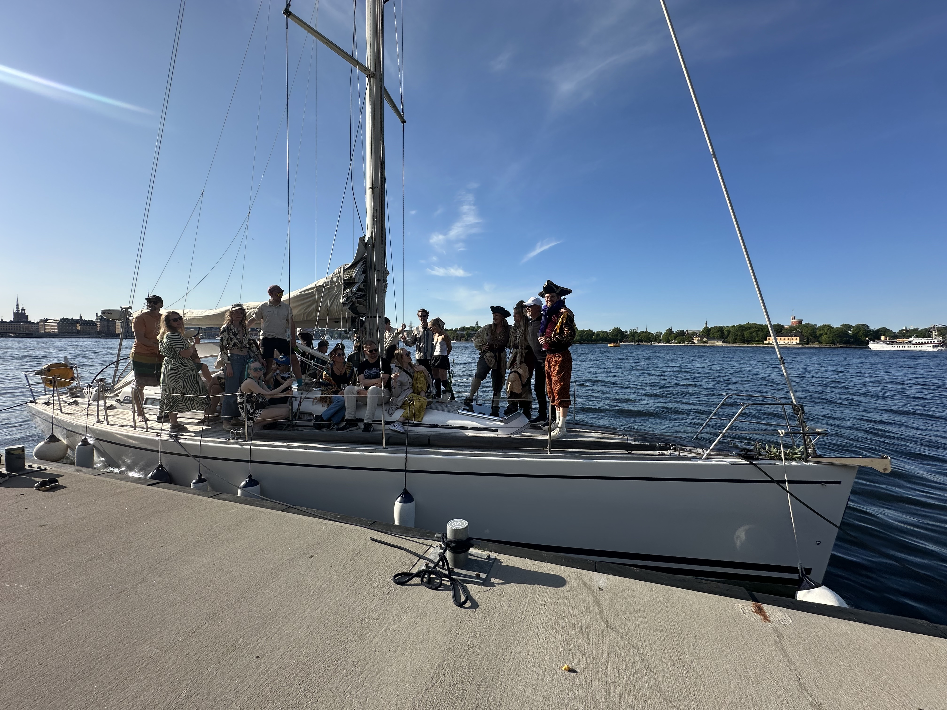 Iris moored at Fotografiska Museet with the crew aboard
