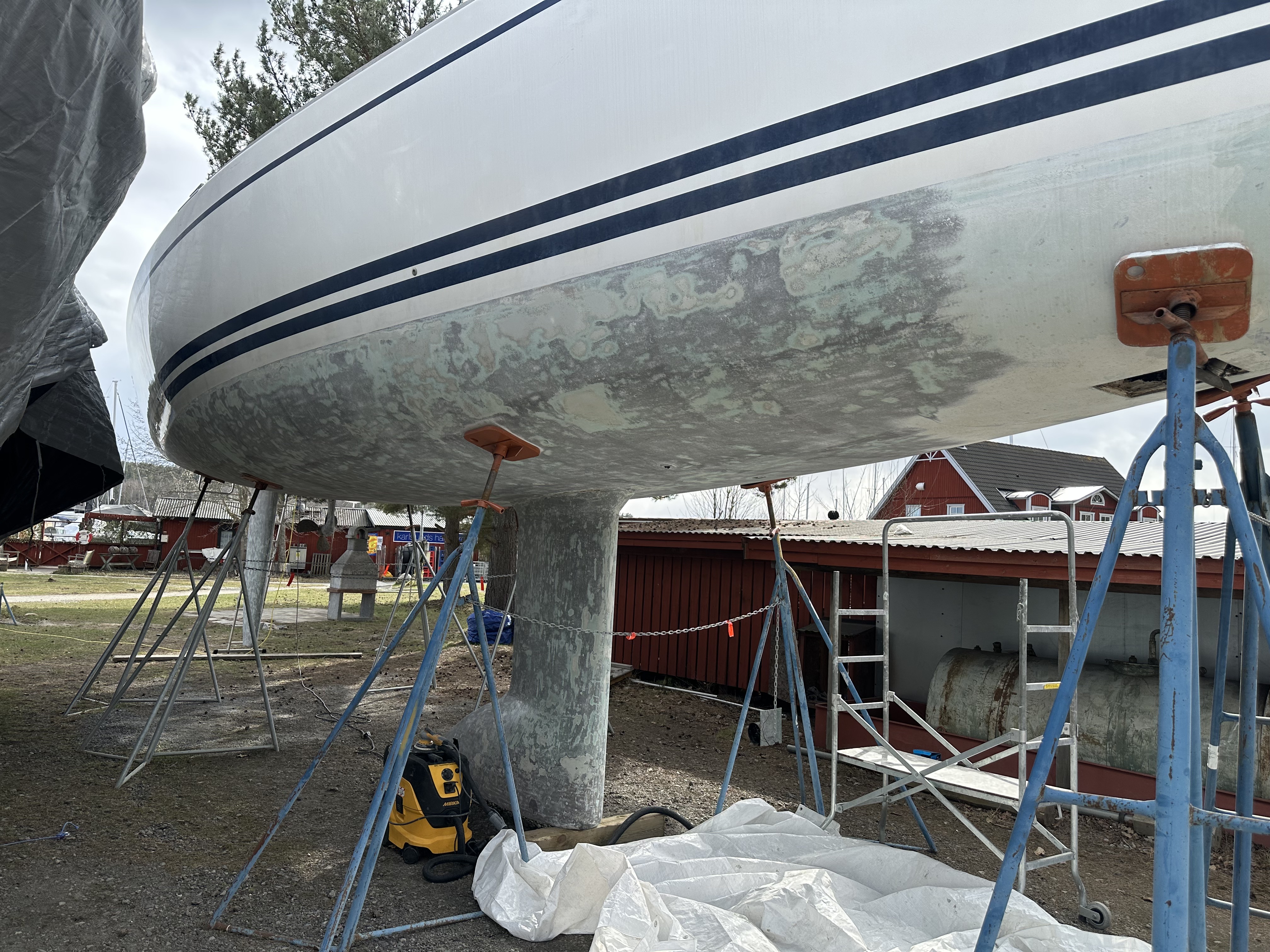 Rudder removed and leaning up